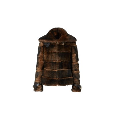 FENDI BLOUSON BROWN ‘DORSATO’ SHEARLING AND NAPPA LEATHER JACKET FM5426AYLHF0QD9